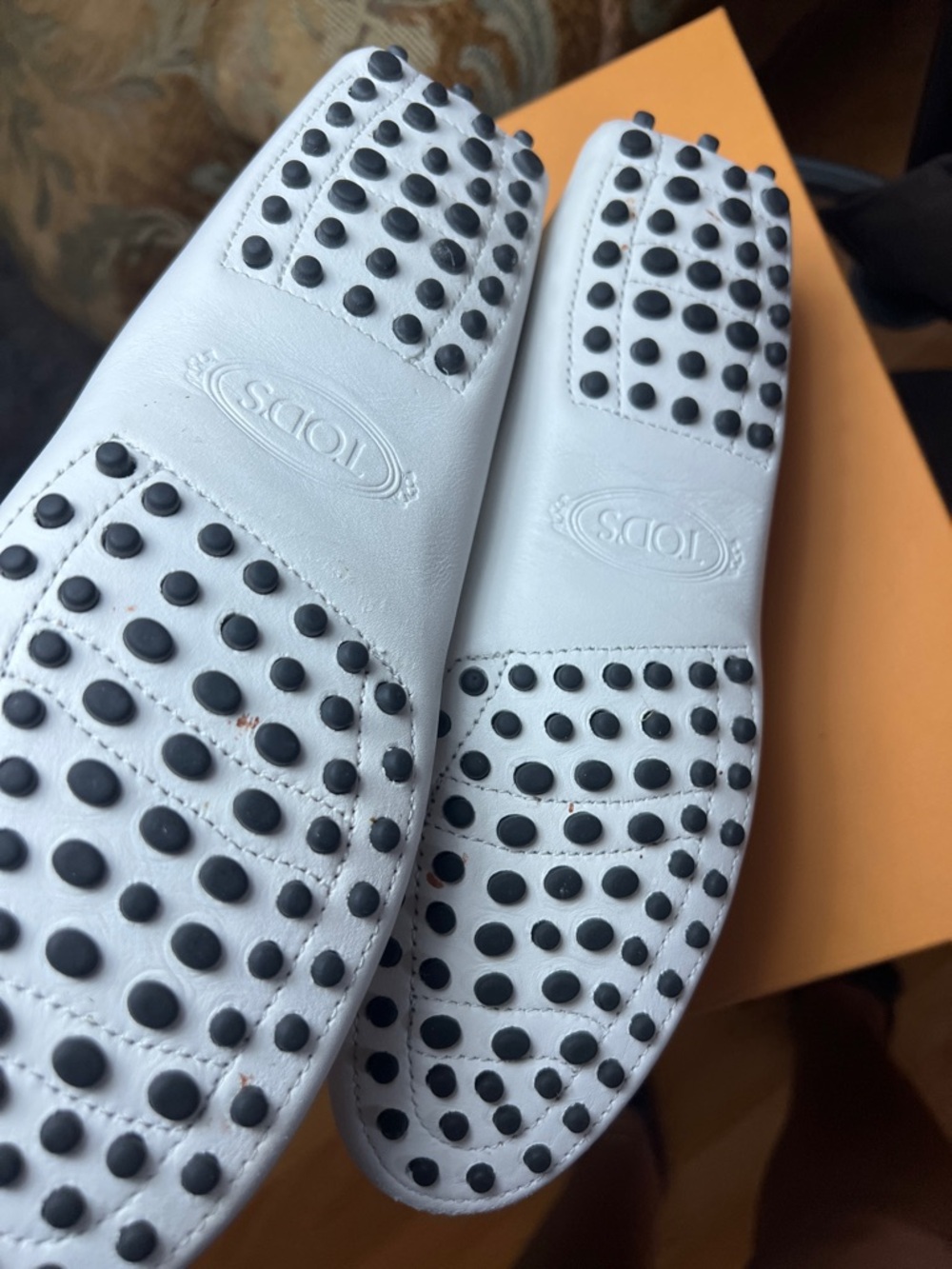 Tod's White Leather Driving Loafers with Gunmetal Bit - Picture 3 of 12
